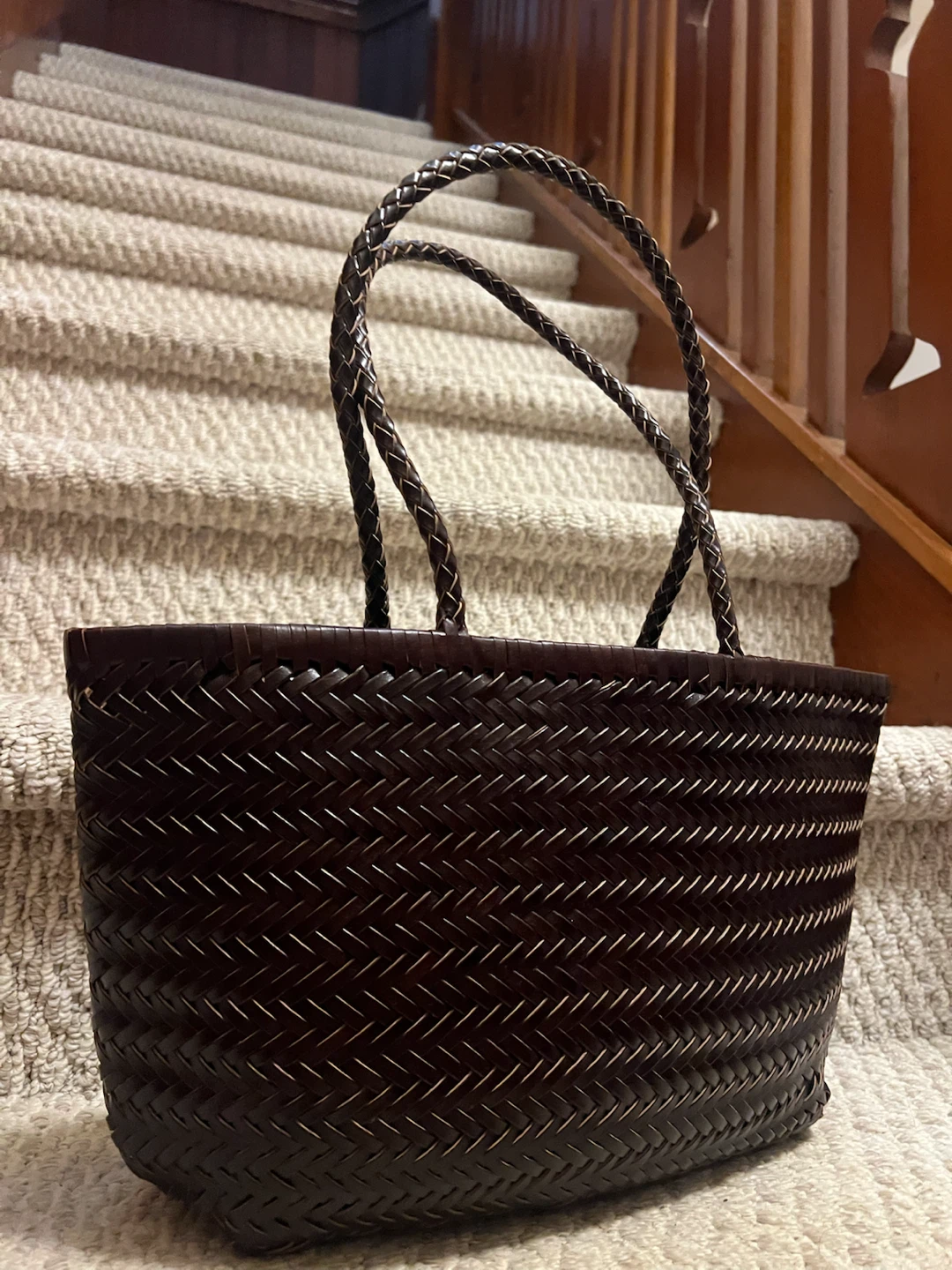 Dark Brown Woven Tote Bag - photo 3