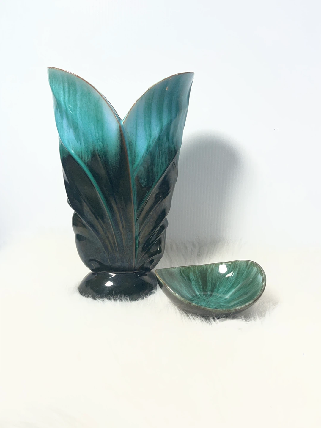 Vintage Blue Mountain Pottery 2 pc Set - 1970s "Three Trees" Era