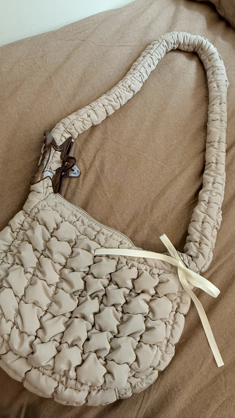 Wild Fable Beige Quilted Shoulder Bag