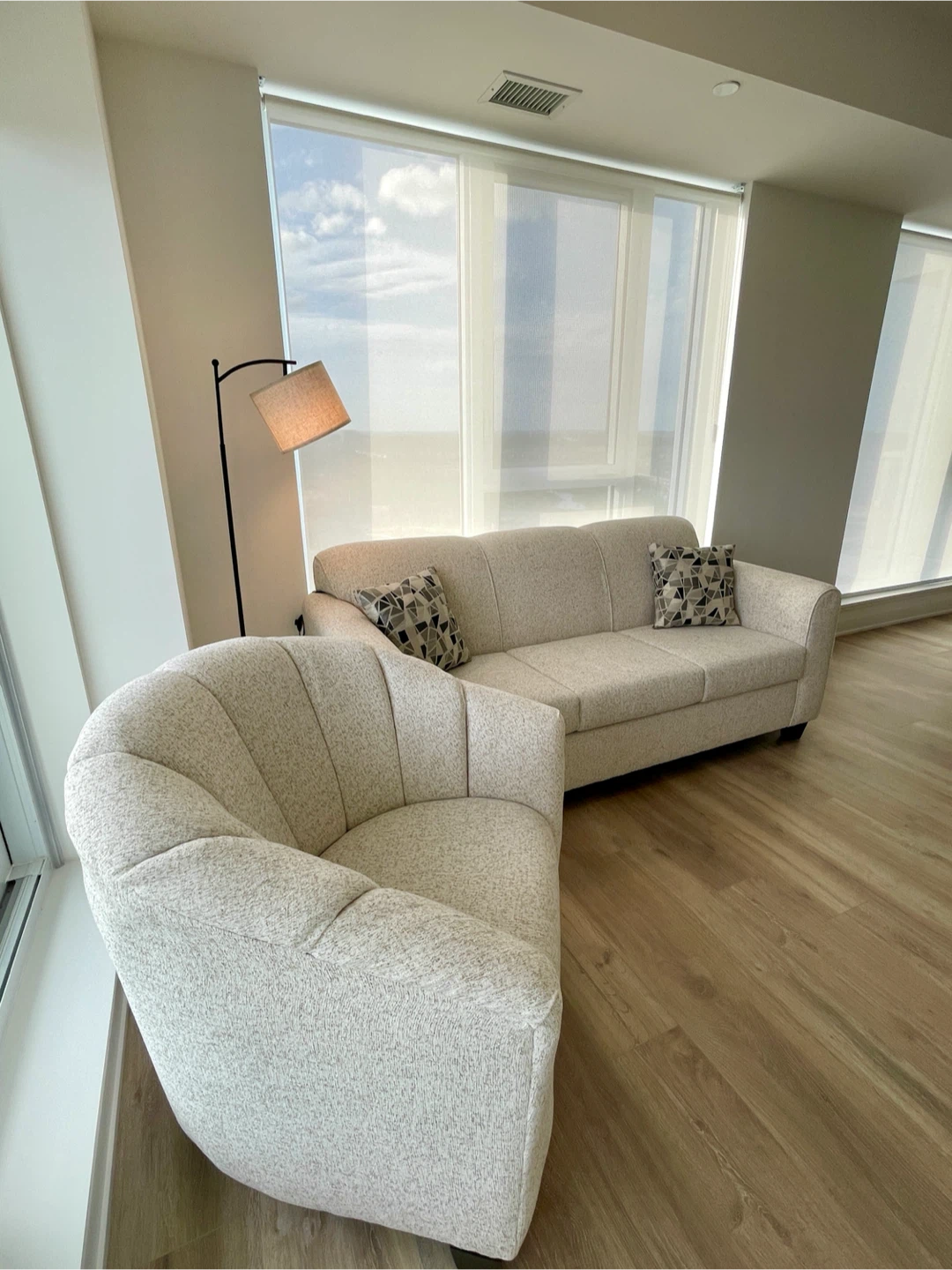 Off-white Fabric Sofa and Accent Chair Set - photo 5