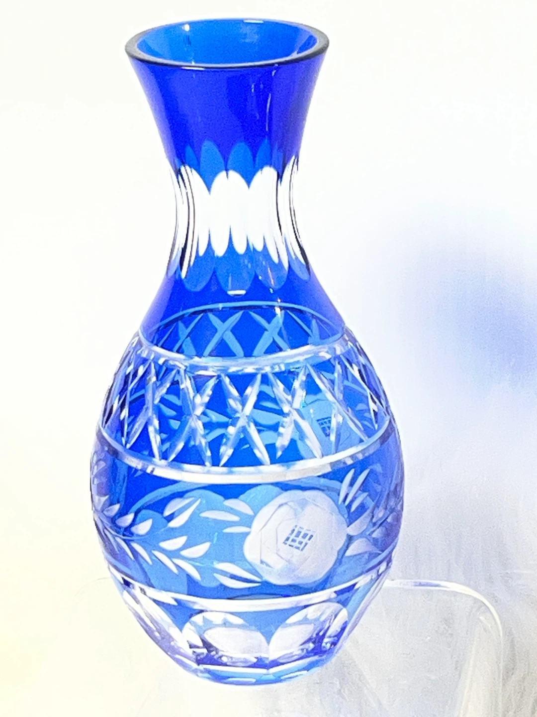 Cobalt Blue Cut-to-Clear Vases and Crystal Slipper - photo 2
