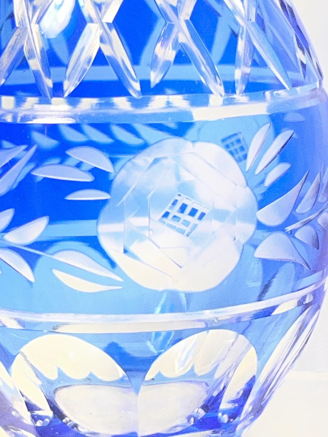 Cobalt Blue Cut-to-Clear Vases and Crystal Slipper - photo 3
