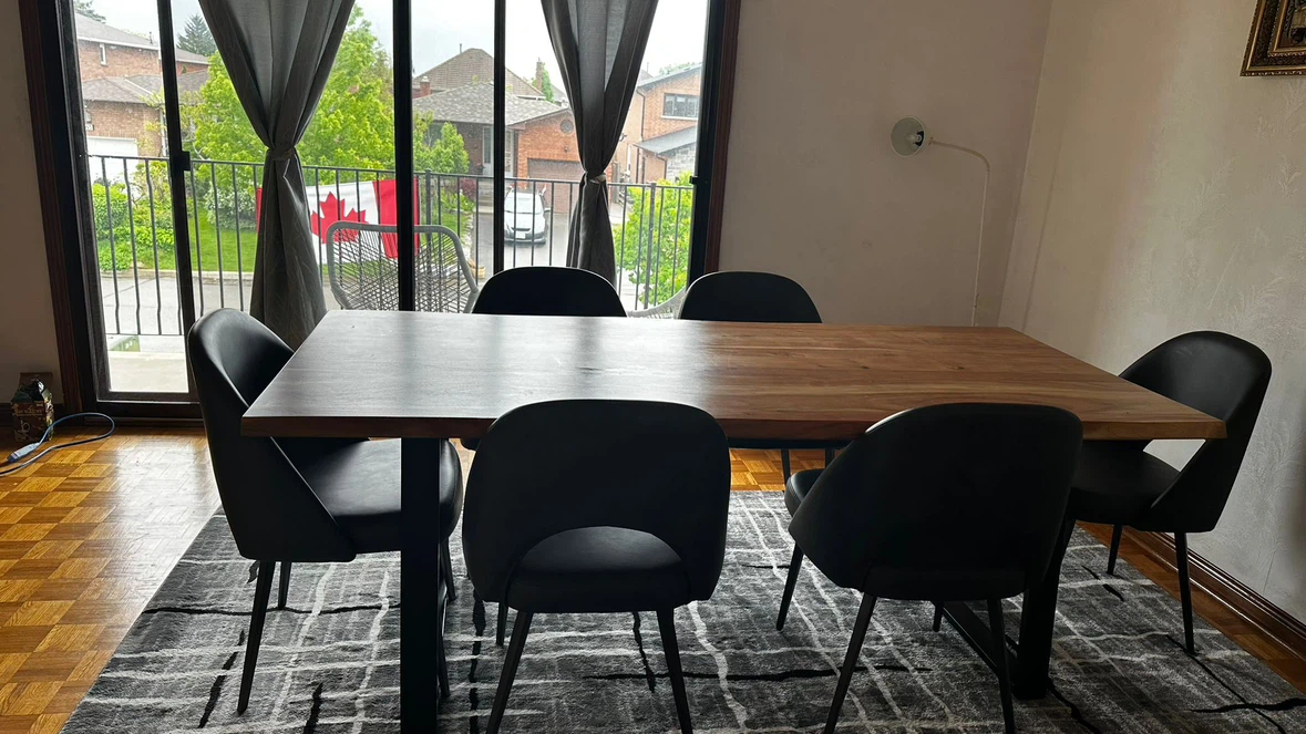 Live Edge Wooden Dining Table with 6 Chairs