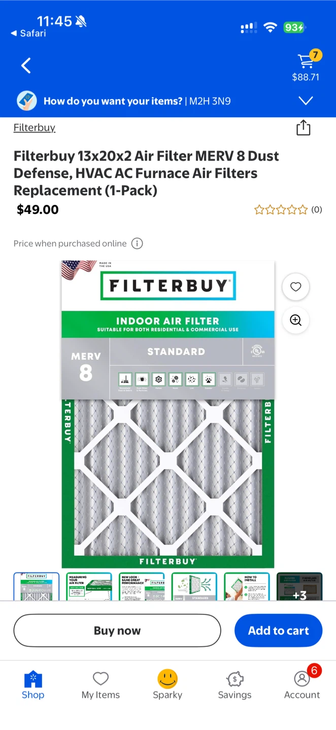 Filterbuy 13x20x2 MERV 8 Air Filter