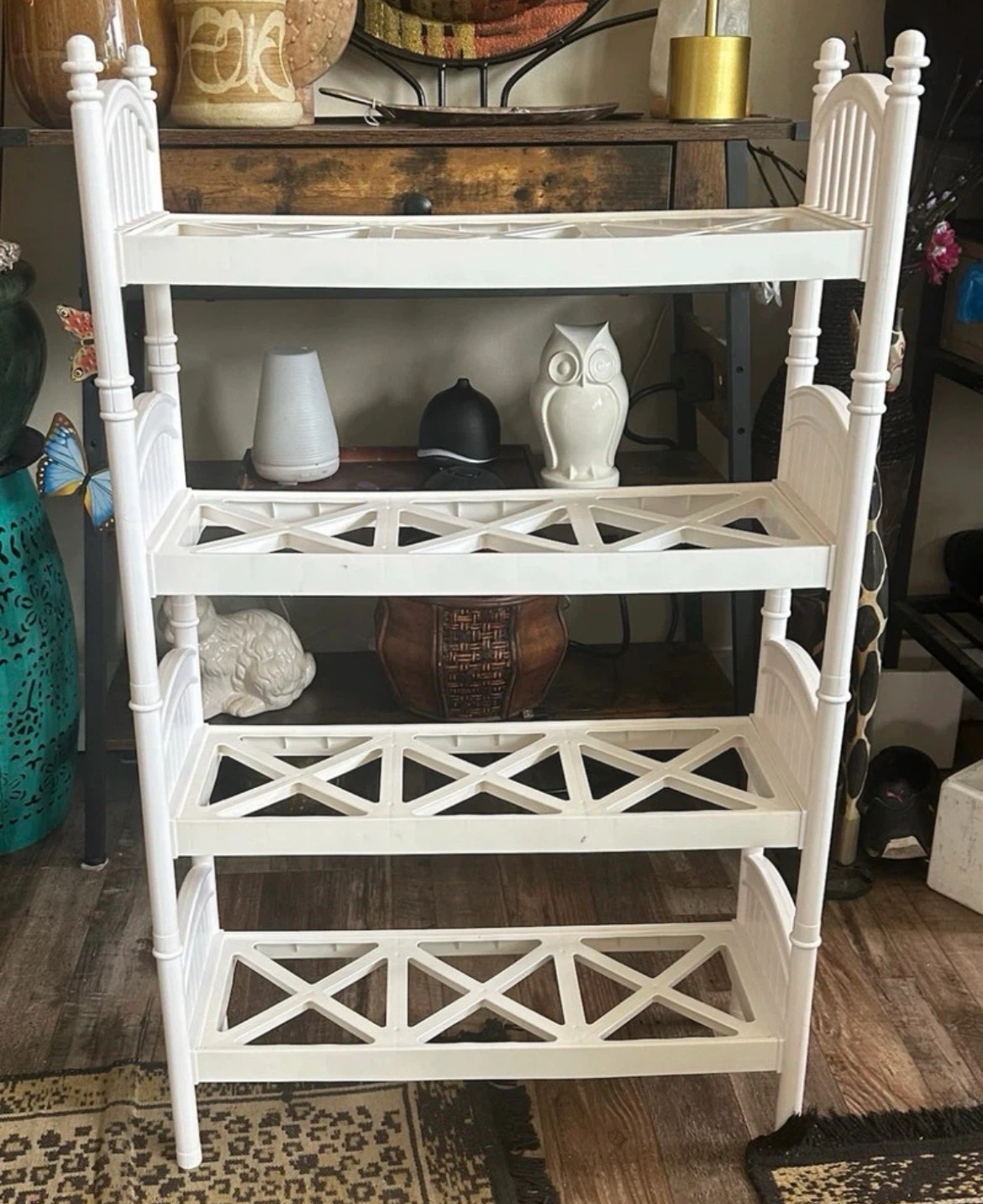 White 4-Tier Plastic Storage Shelf - photo 2