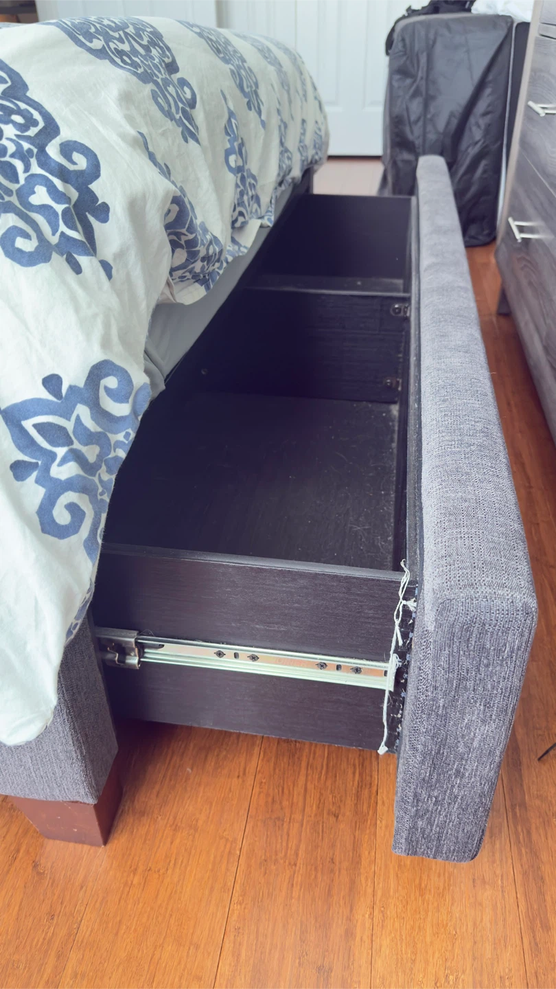 Gray Upholstered Queen Bed with Storage Drawer - photo 3