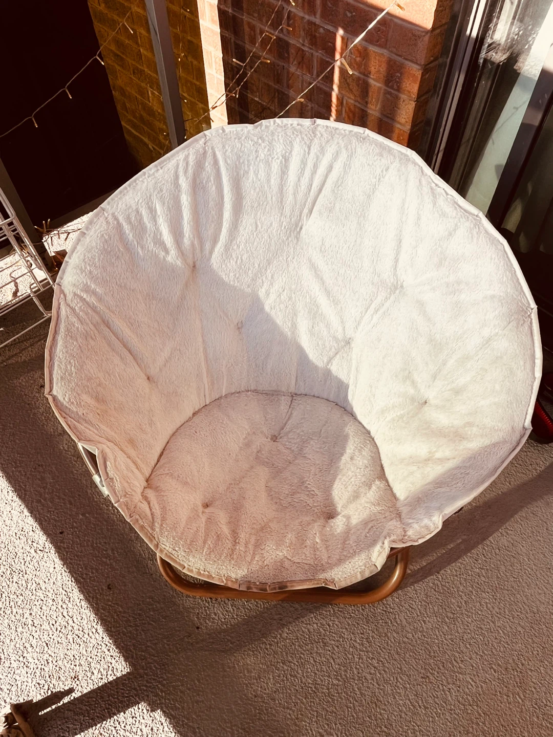 Cream Faux Fur Saucer Chairs x 2