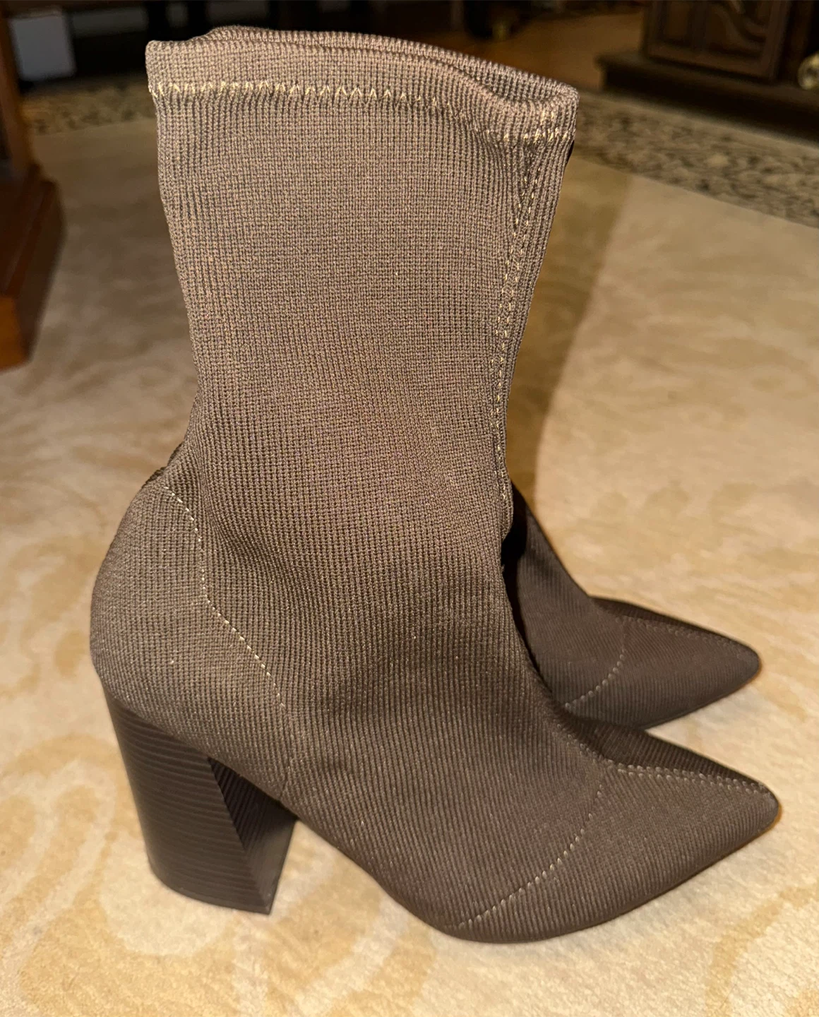 Revamped Women's Brown Knit Sock Boots