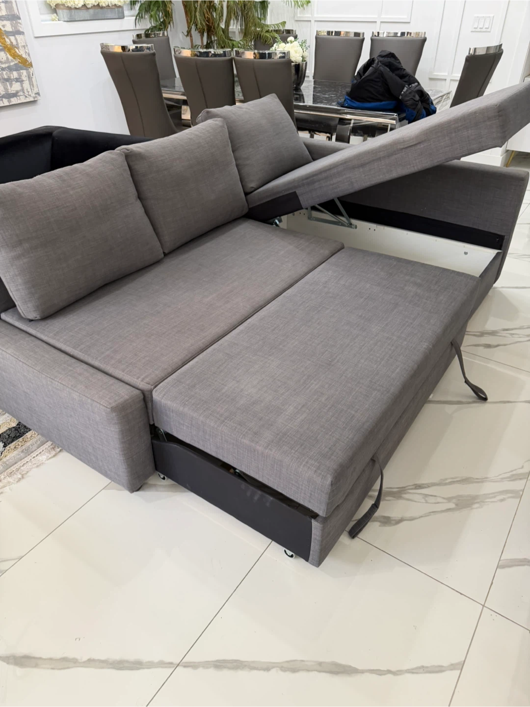 Grey Sectional Sofa Bed with Storage
