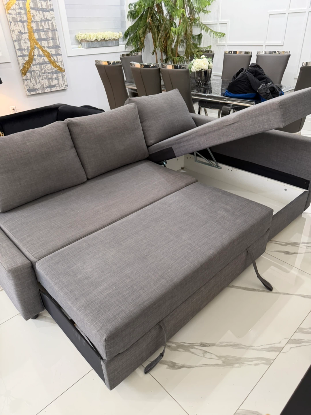 Grey Sectional Sofa Bed with Storage - photo 2