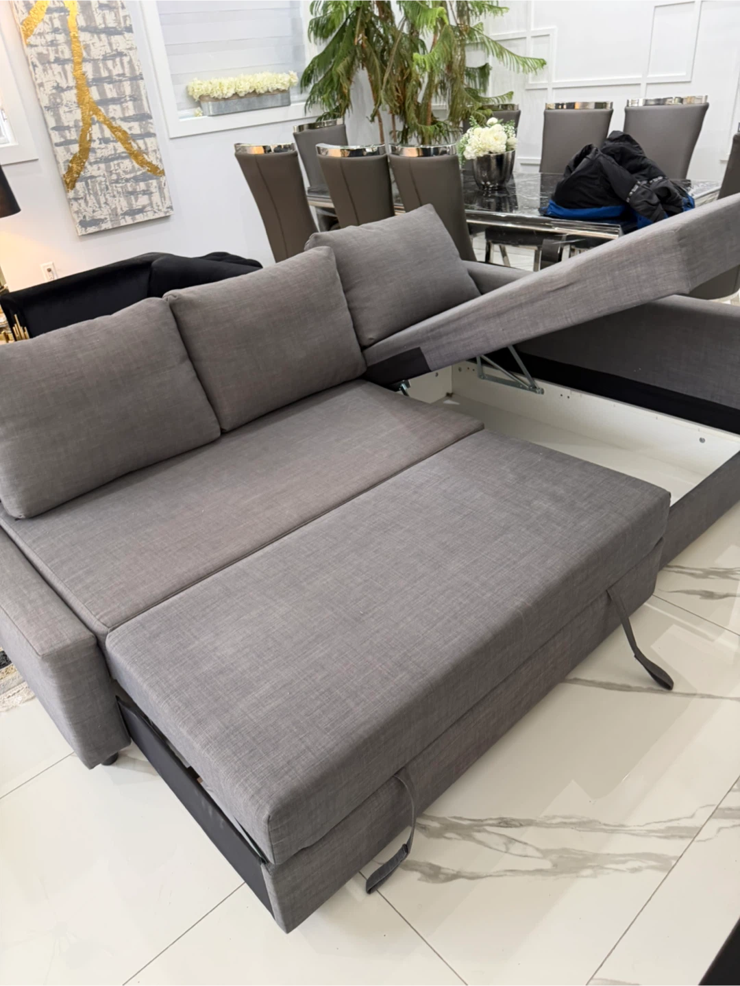 Grey Sectional Sofa Bed with Storage - photo 3