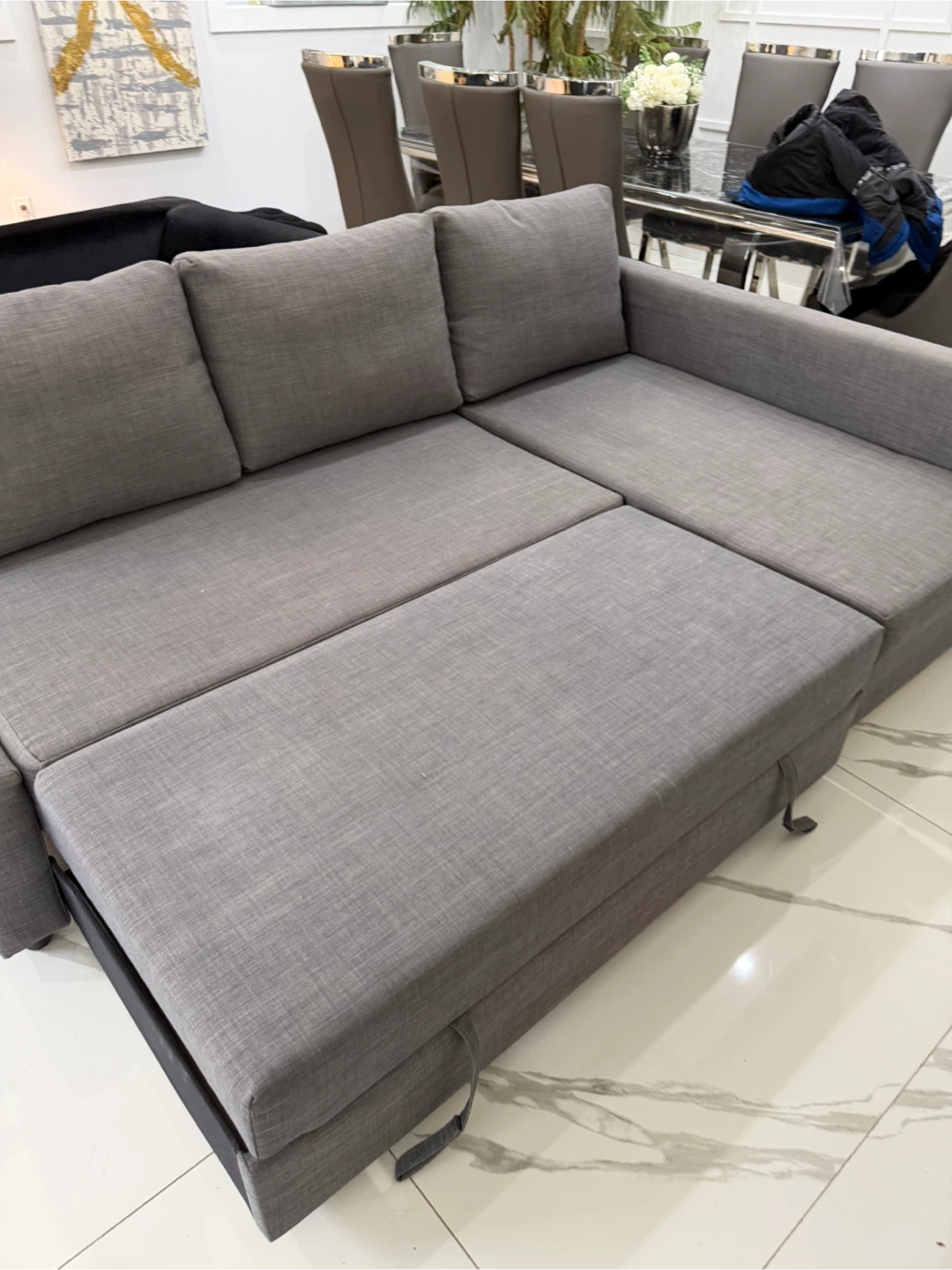 Grey Sectional Sofa Bed with Storage - photo 5