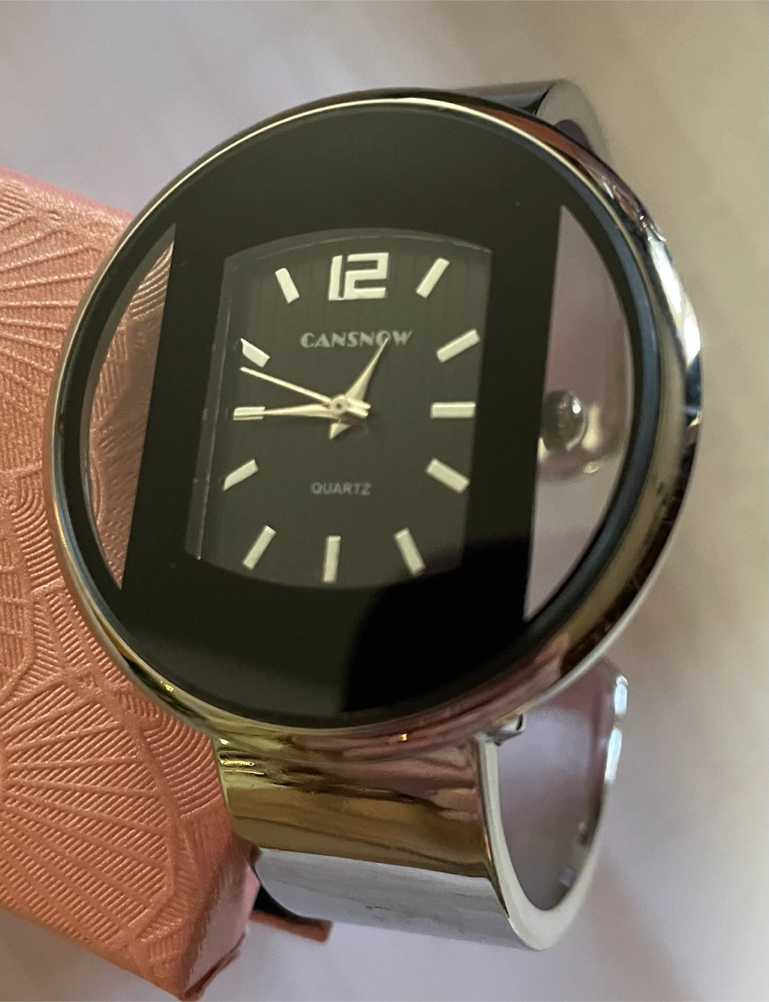 Cansnow silver-tone cuff watch