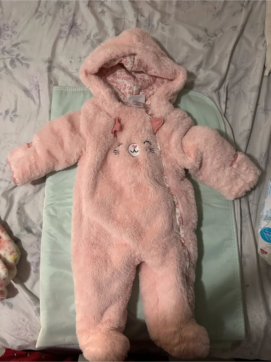Pink Faux Fur Baby Snowsuit