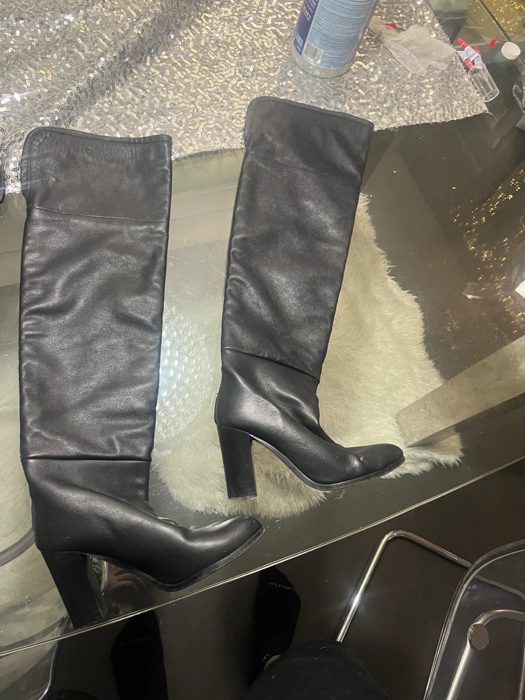 Zara Woman Black Leather Boots size 35