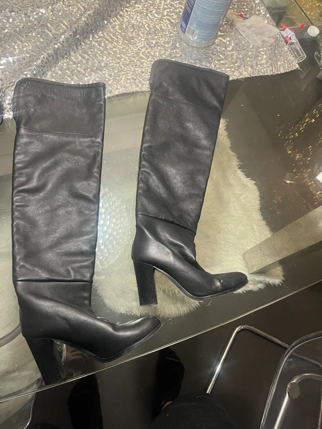Zara Woman Black Leather Boots size 35