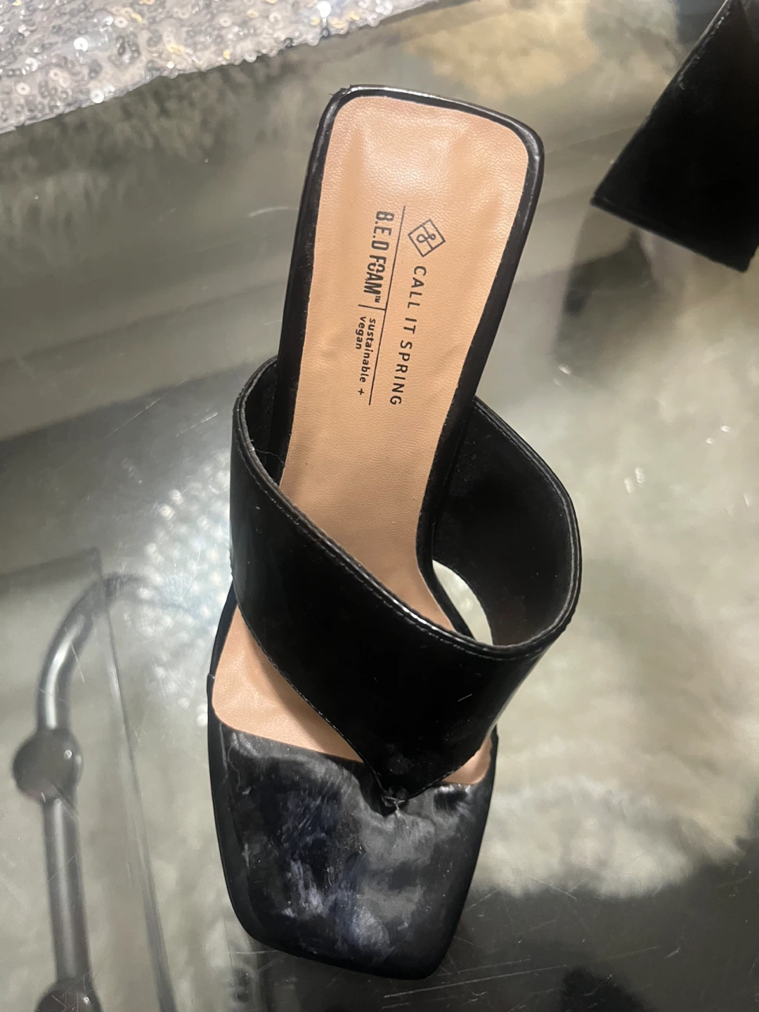 Call It Spring Black Thong Heels size 7 - photo 2