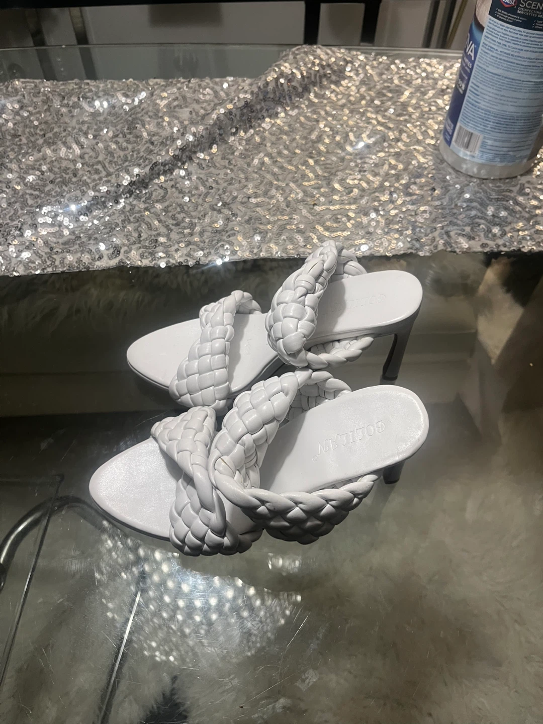 White Braided Stiletto Sandals size 37 - photo 2
