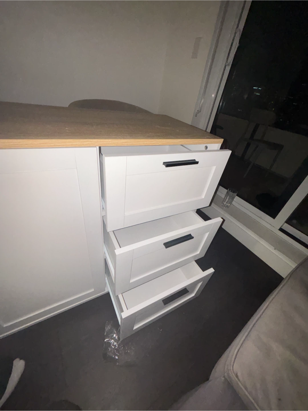 White and Oak Finish Storage Sideboard Cabinet - photo 5