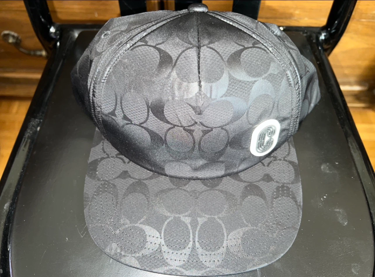 New-Coach Signature Nylon Trucker Hat Black
