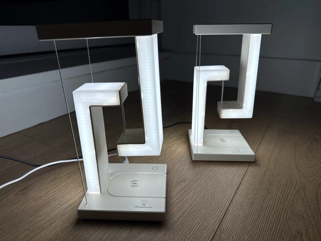 Two “floating” tensegrity Lamps