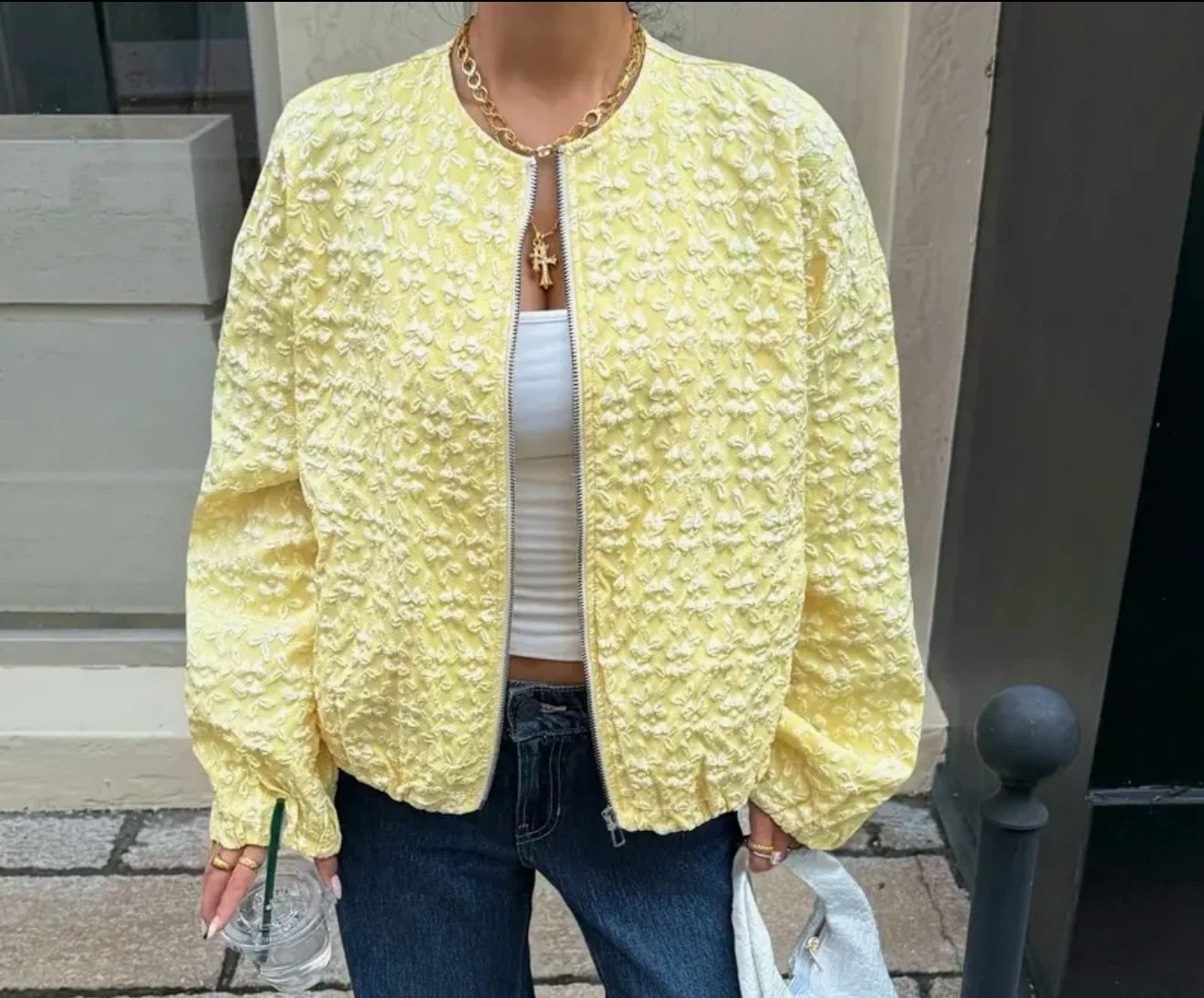 Yellow Textured Bomber Jacket 💛💛💛
