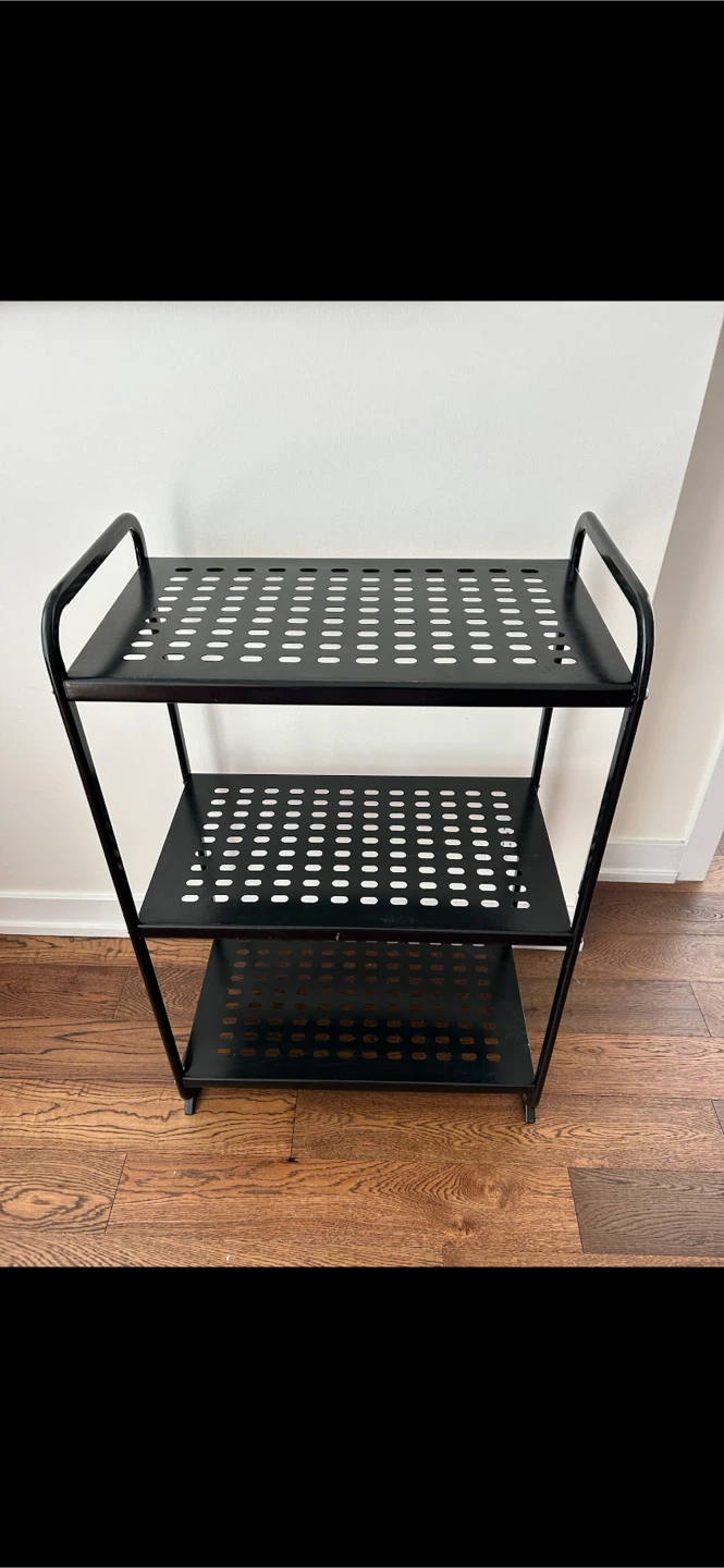 Black Metal 3-Tier Rolling Utility Cart