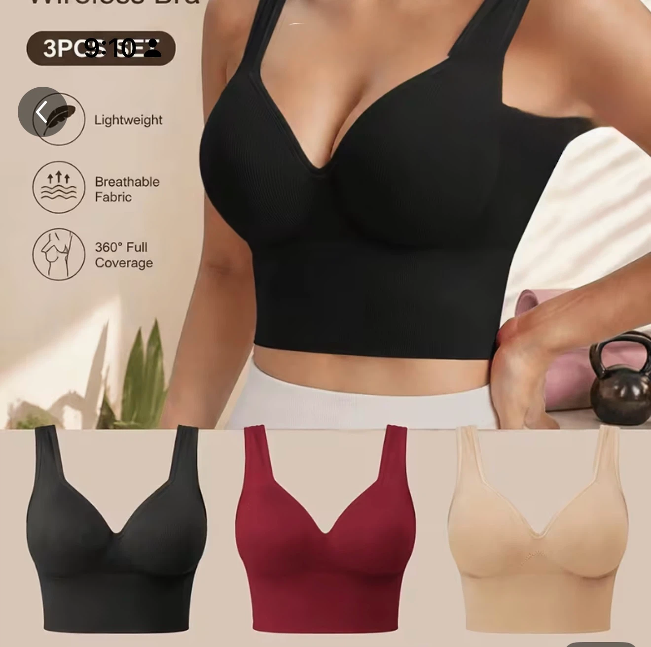 3-Pack Wireless Breathable Bras