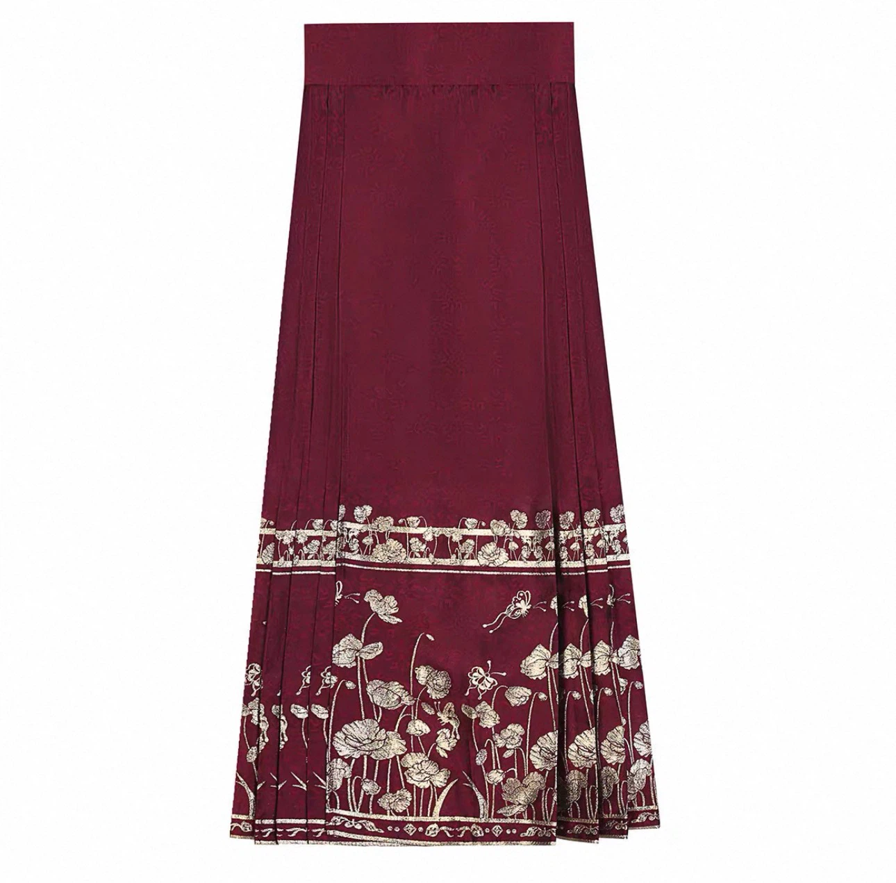 Burgundy Hanfu Pleated Skirt - photo 3