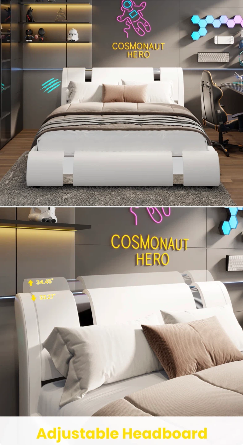 Queen Size Adjustable Headboard Bed Frame
