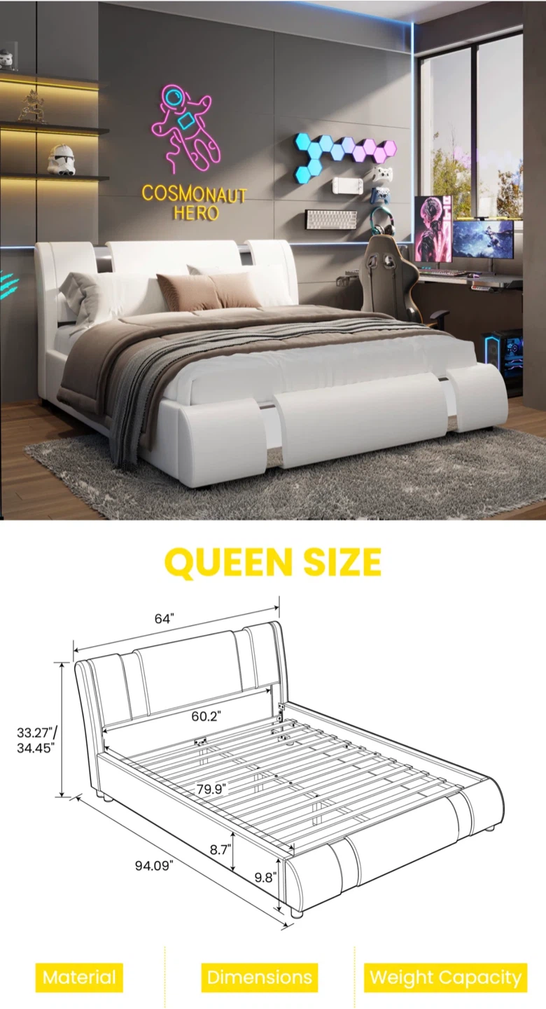 Queen Size Adjustable Headboard Bed Frame - photo 2