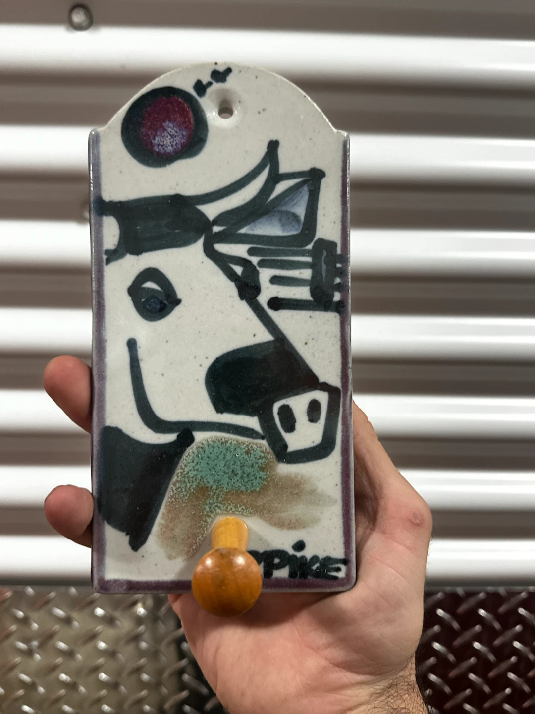 Pike pottery Cow Coat Hook Made in Alberta Canada