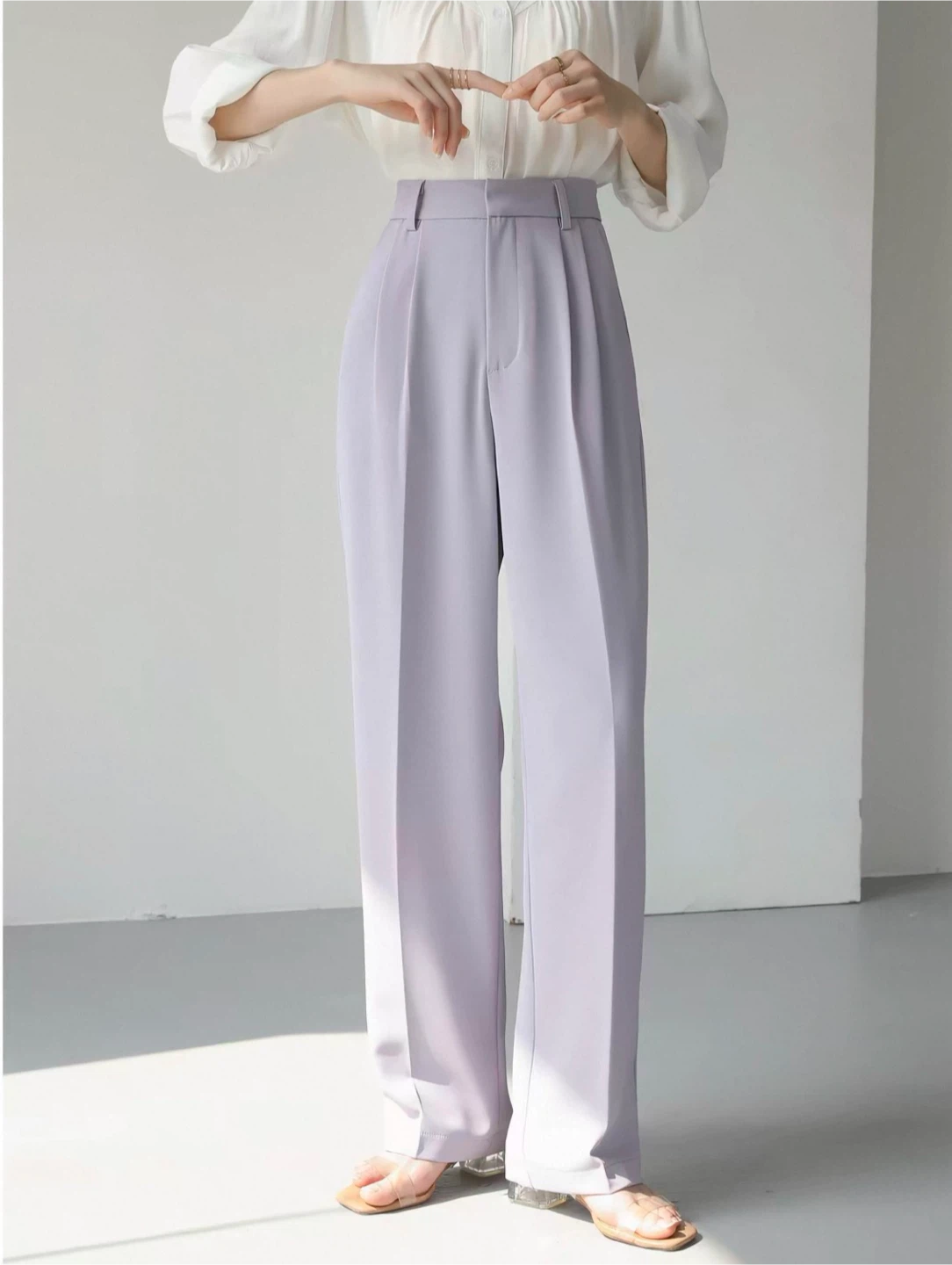 Lavender High-Waisted Pleated Trousers - photo 2