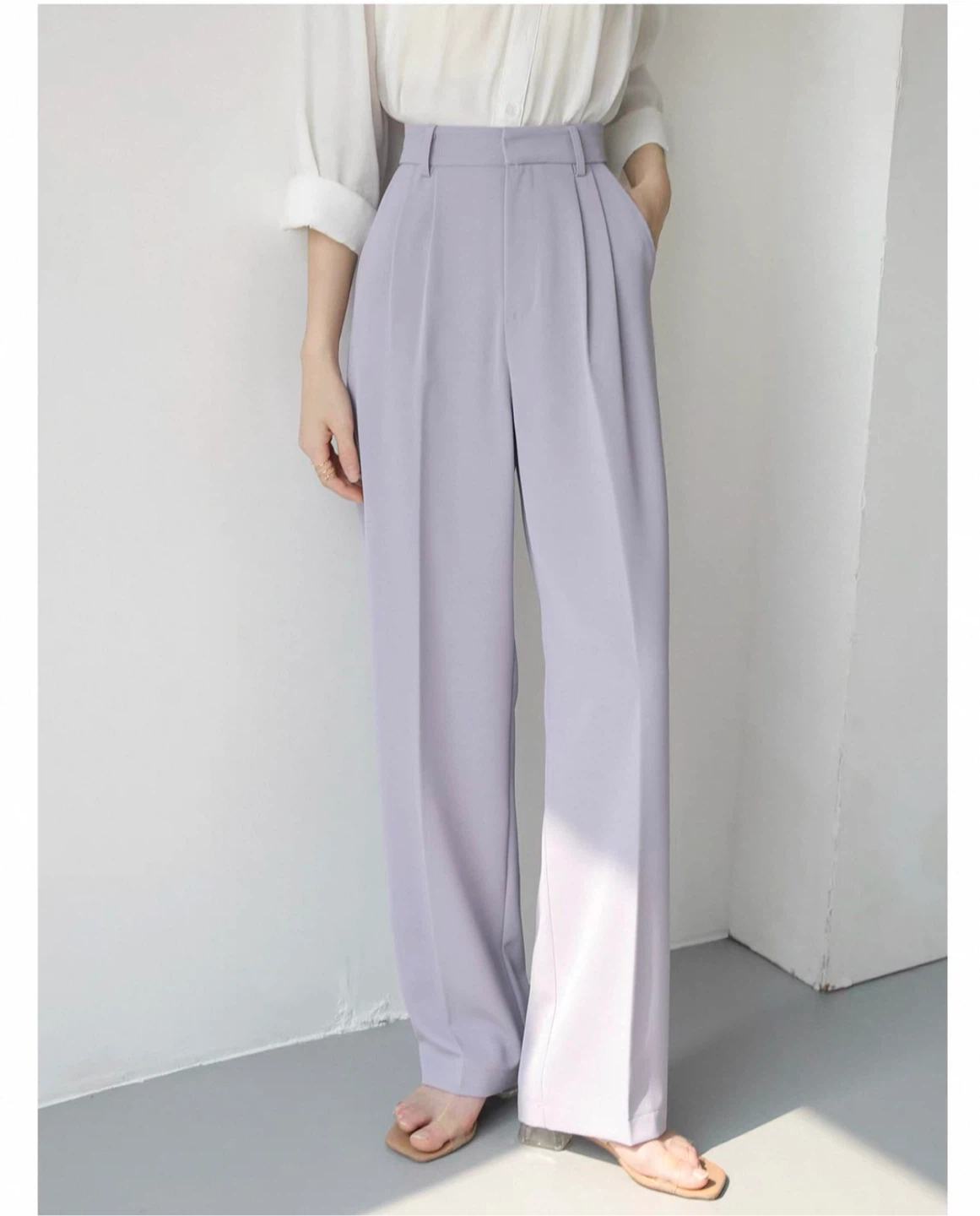 Lavender High-Waisted Pleated Trousers - photo 3
