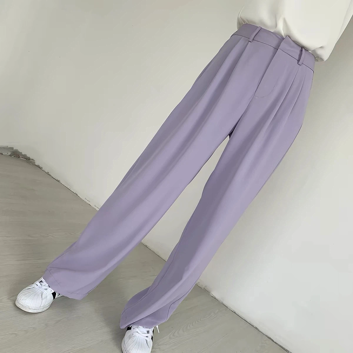 Lavender High-Waisted Pleated Trousers - photo 4