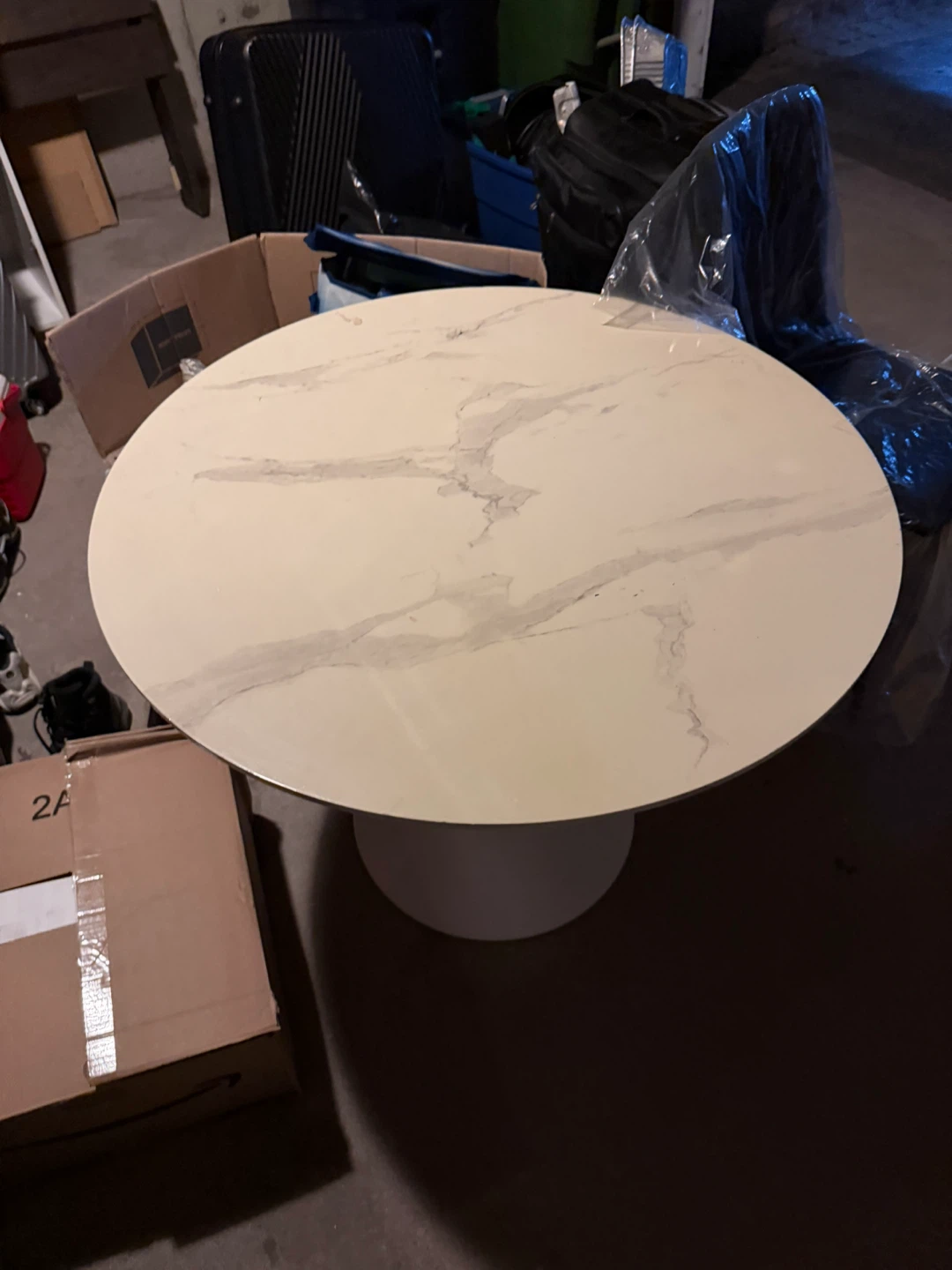 Round Marble Look Tulip Dining Table