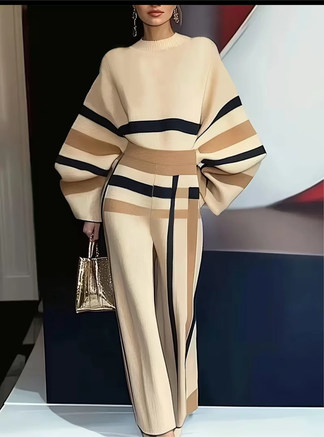 Two-Piece Knit Sweater and Trouser Set
