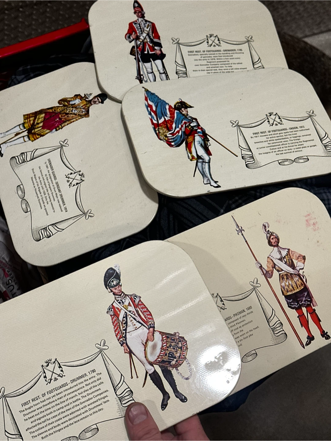 vintage mid-century British military uniform placemats