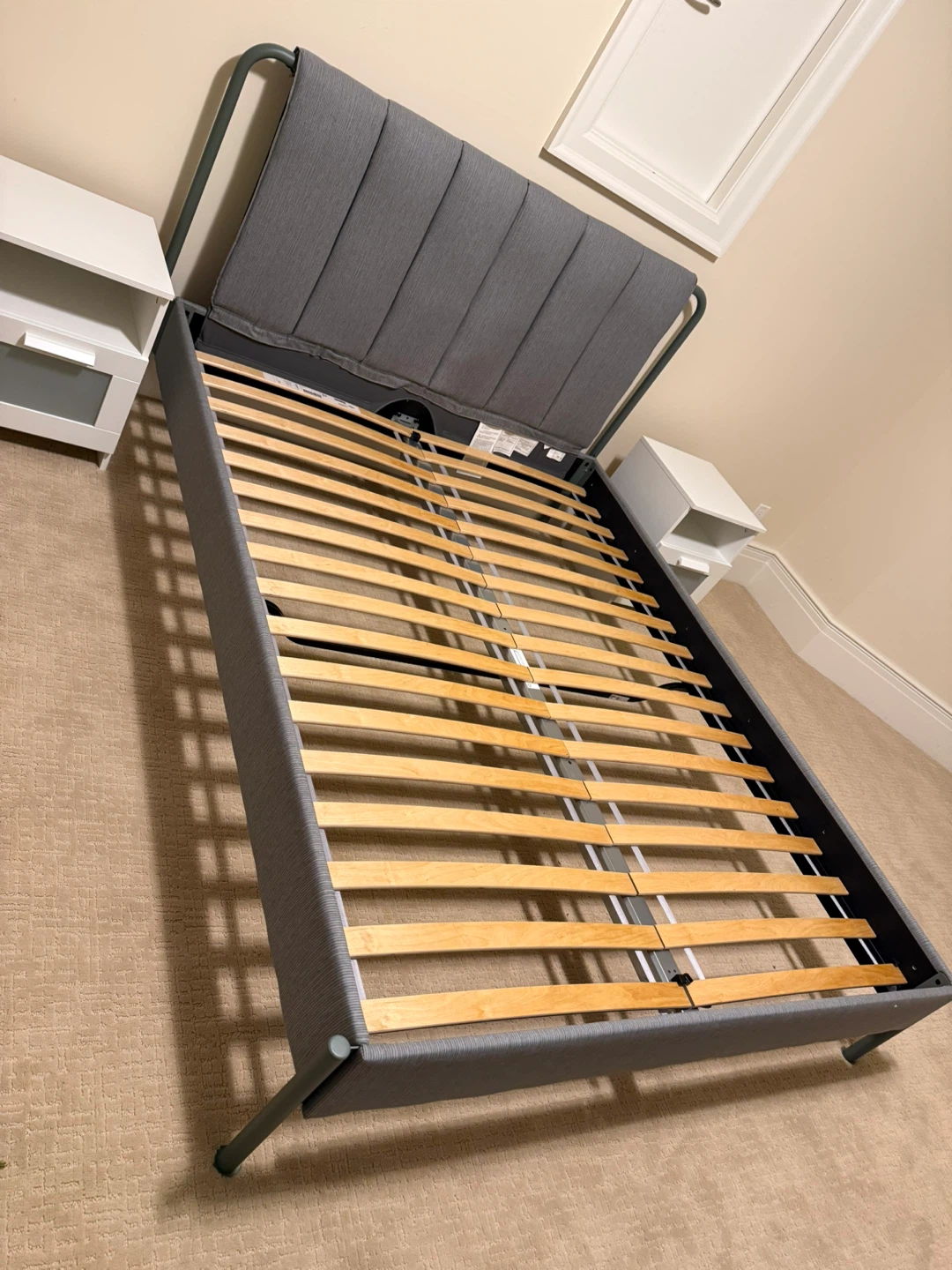 Grey Upholstered Bed Frame queen size
