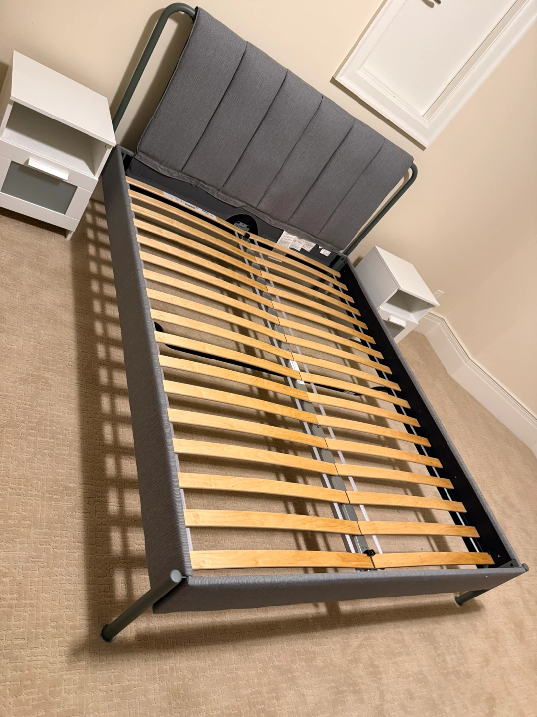 Grey Upholstered Bed Frame queen size - photo 2