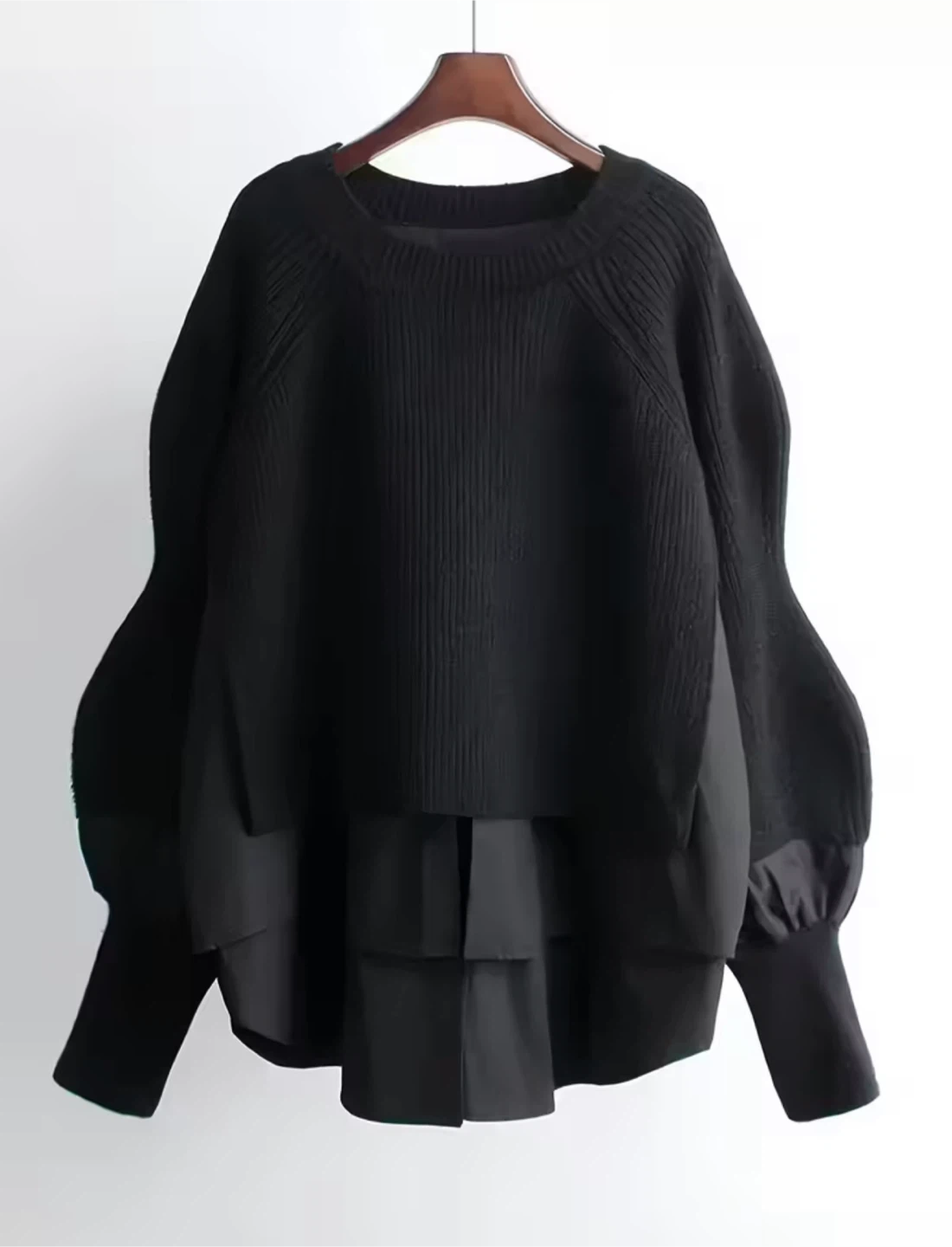 Black layered knit sweater