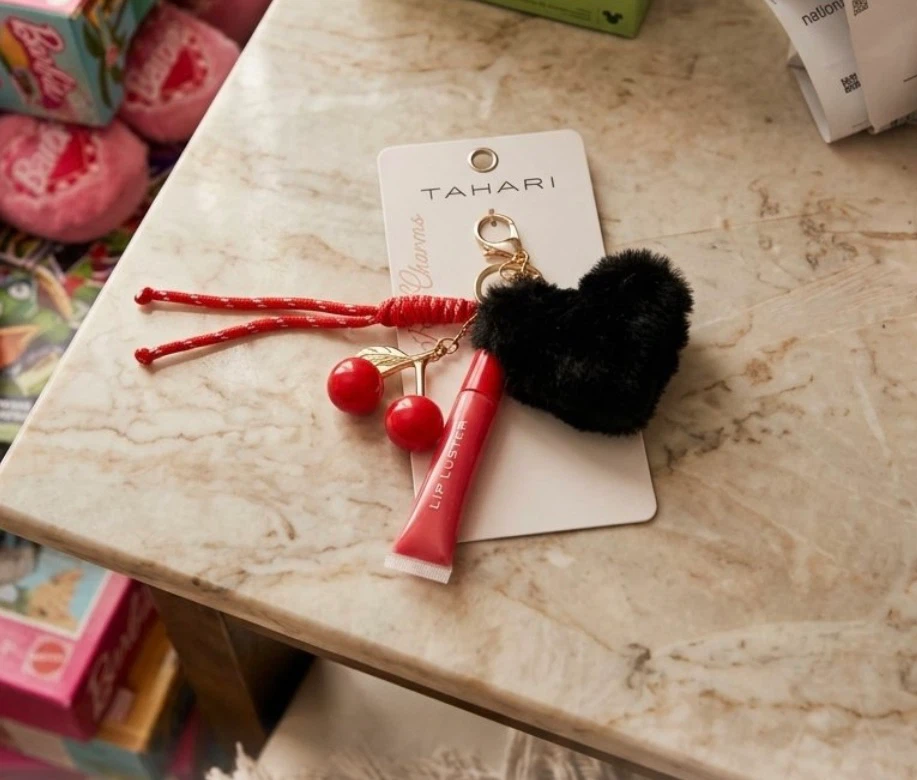 Tahari Heart and Cherry Charm Keychain