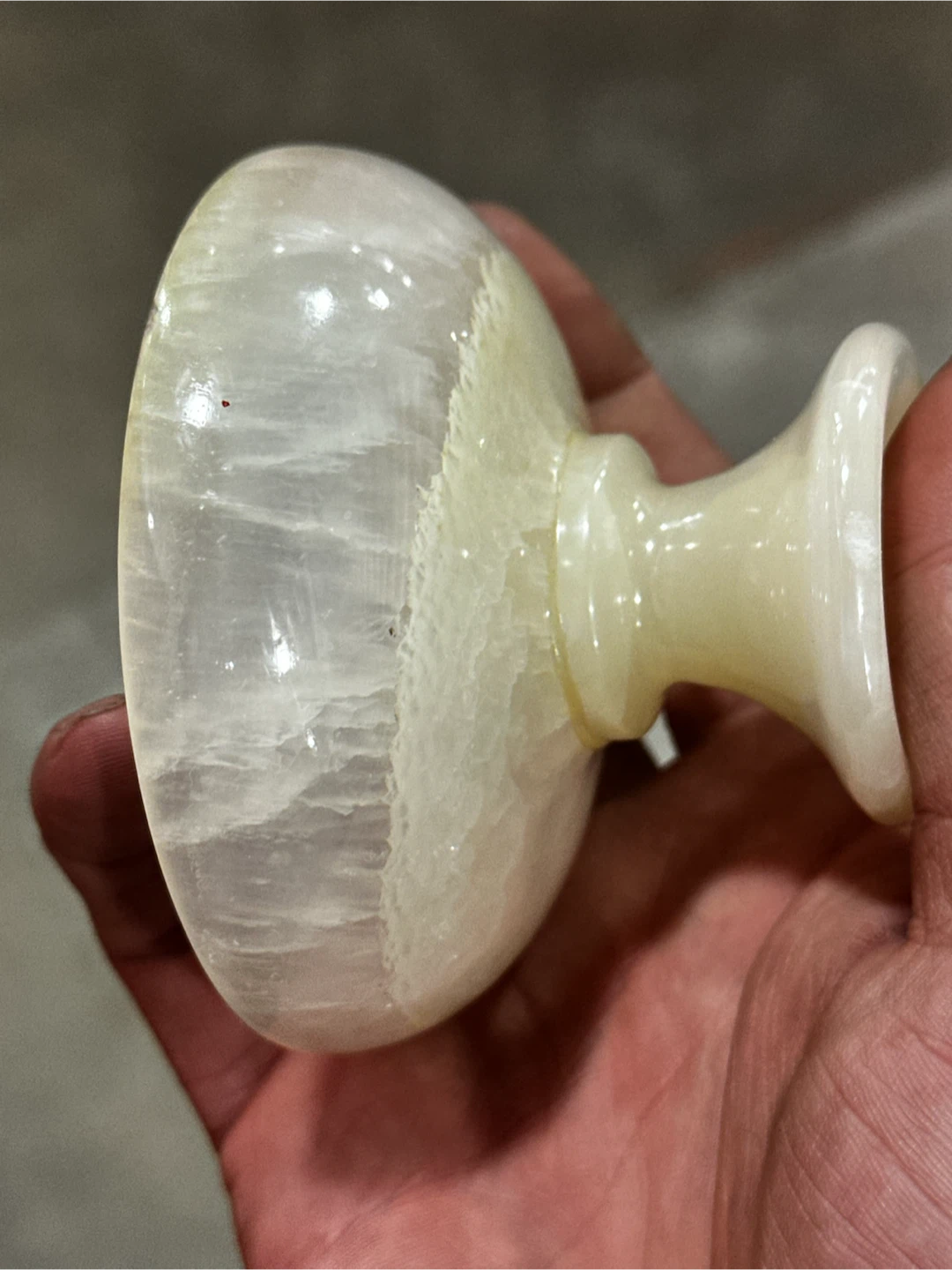 vintage hand-carved alabaster pedestal ritual bowl