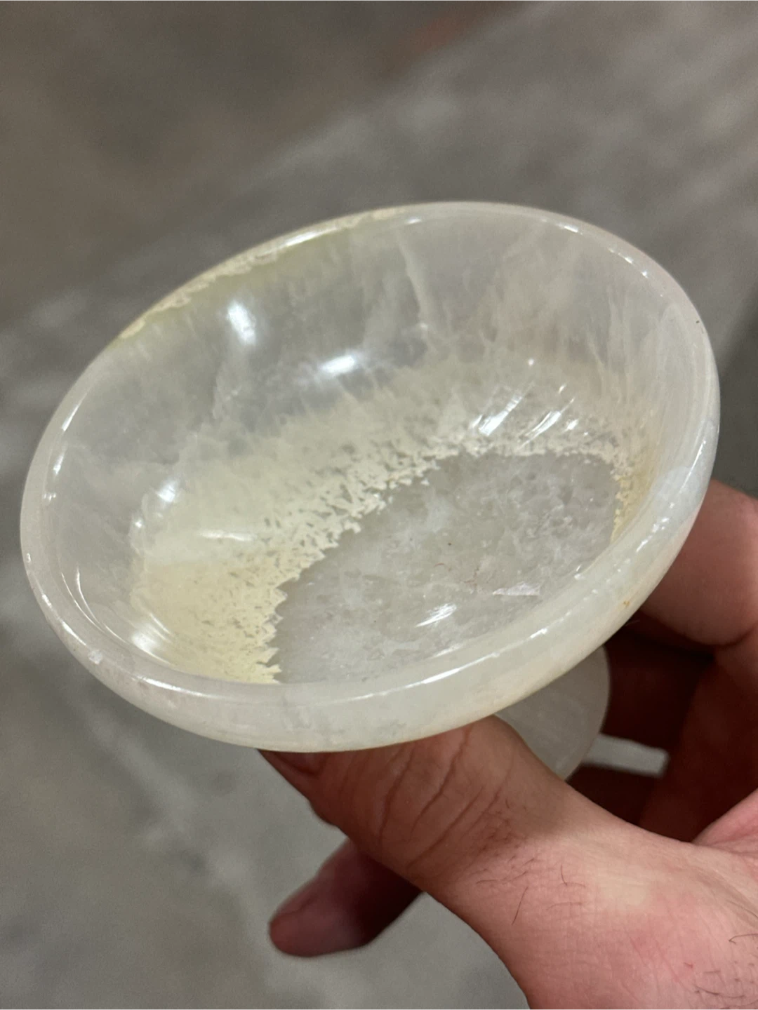 vintage hand-carved alabaster pedestal ritual bowl - photo 3
