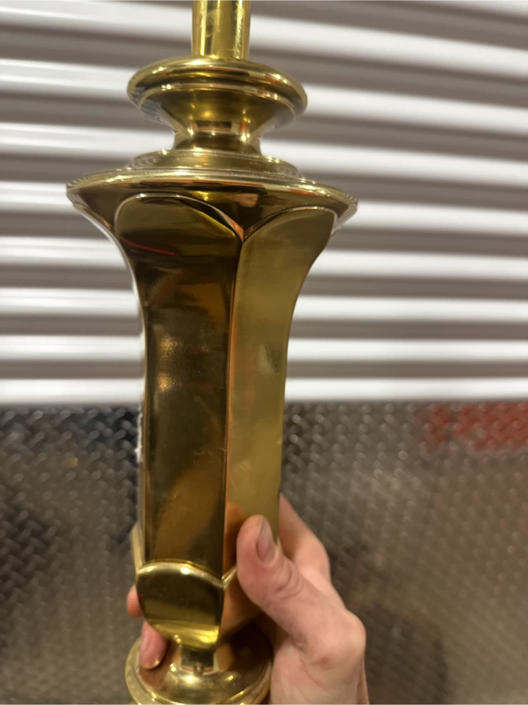 Vintage Stiffel Brass Hexagonal Column Table Lamp - photo 4