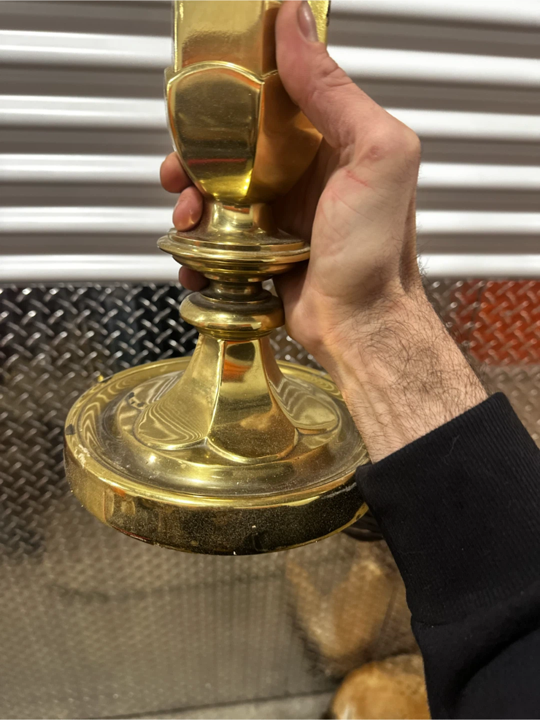 Vintage Stiffel Brass Hexagonal Column Table Lamp - photo 5