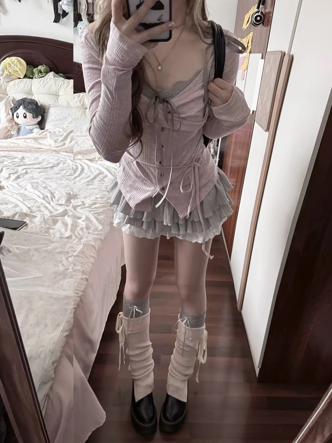 Korean not your rose Baby Pink Cardigan Top - photo 4