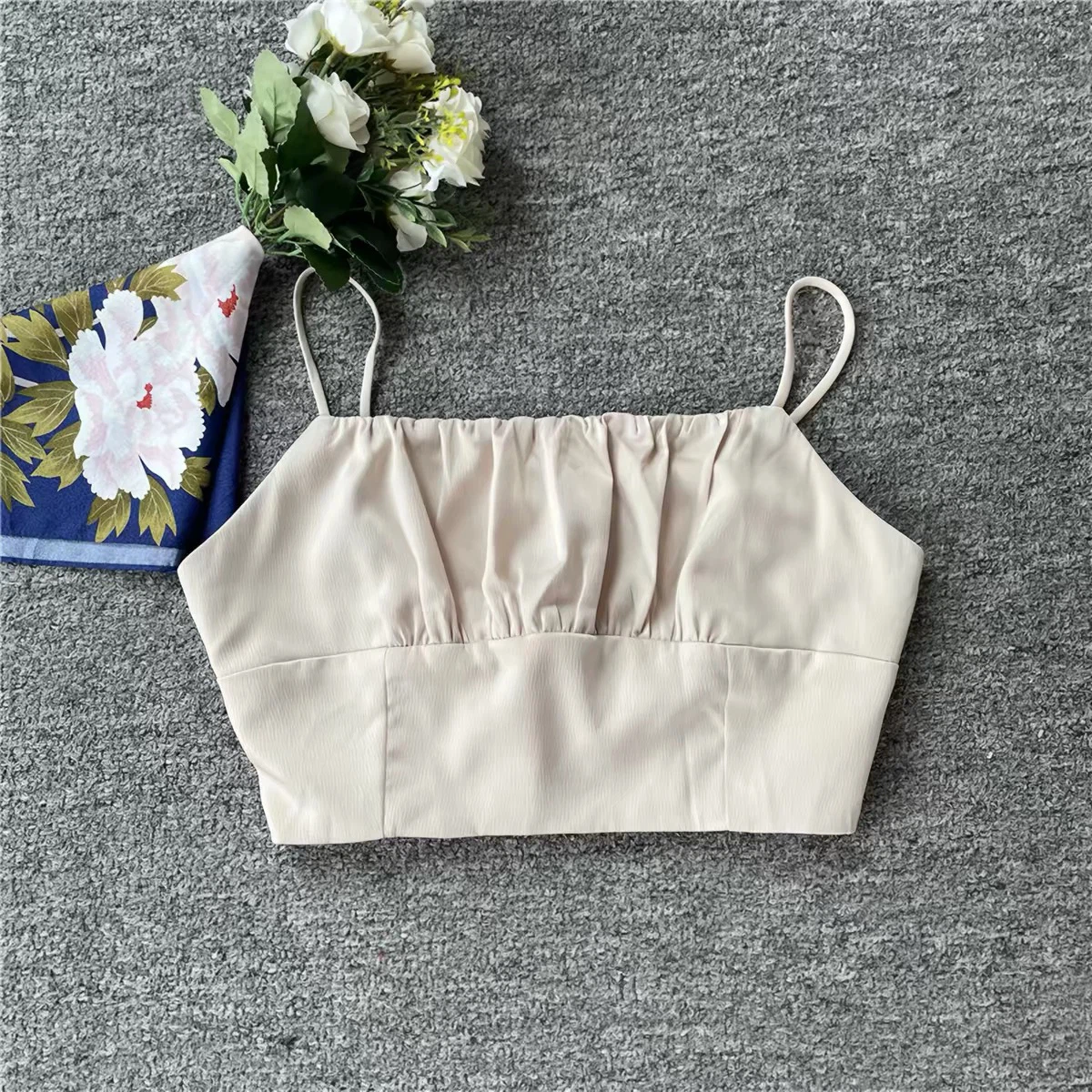 Y2K vintage Jorge Cream Ruched Cami Top - photo 2