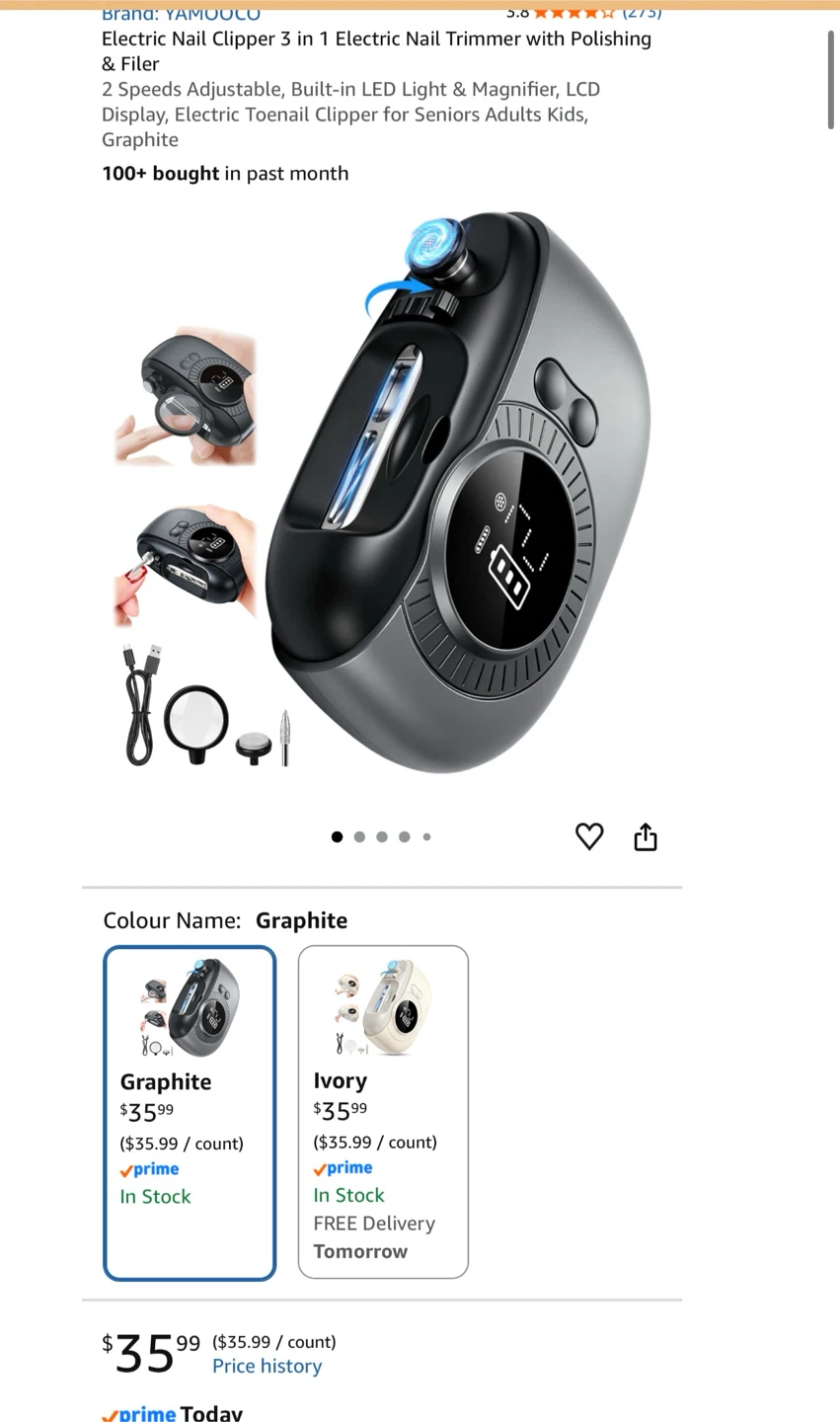YAMOOLU Electric Nail Clipper 3 in 1