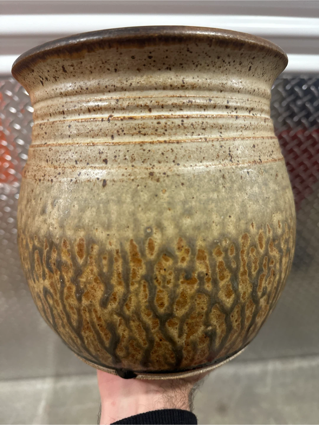 Large Vintage David Clark Signed Studio Pottery Stoneware  Vase
